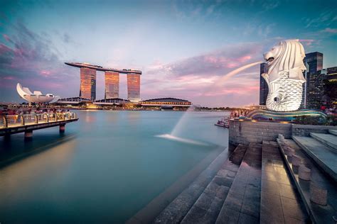 Long Exposure At The Merlion In Singapore 6000x4000 Oc City