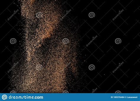 Cocoa Powder Sifting Isolated On Black Background Chocolate Dust On