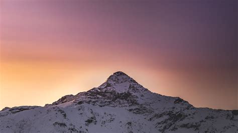 Download Wallpaper 1920x1080 Mountains Peak Snow Snowy Sunset Full