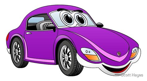 Purple Sports Car Cartoon By Scott Hayes Redbubble