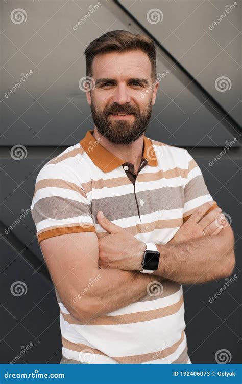 Portrait Of A Casual Man With Beard Outdoor Stock Image Image Of