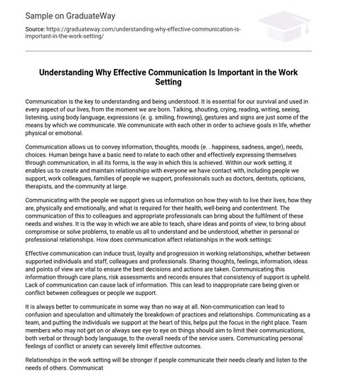 ⇉understanding Why Effective Communication Is Important In The Work