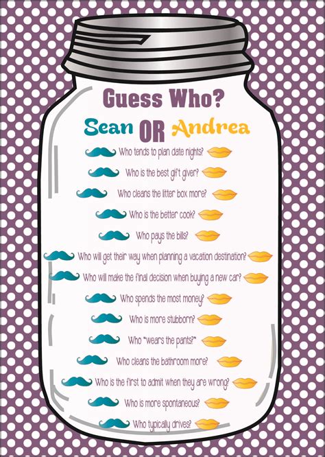 Combine two names into a supercouple nickname. Fun Bridal Shower Game Great for Couple's Wedding Showers ...