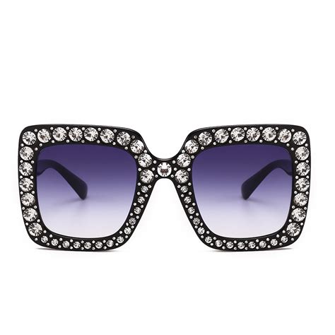 Wholesale Fashion Oversized Rhinestone Sunglasses Superhot Eyewear