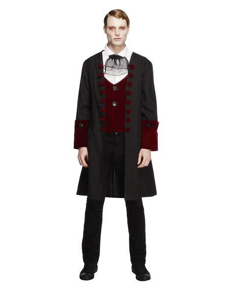 Gothic Vampire Costume For Men Frock Coat Vest And Scarf Horror
