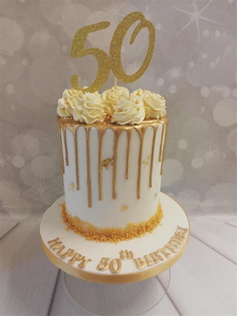 Gold Drip 50th Cake Golden Birthday Cakes 50th Birthday Cake 50th