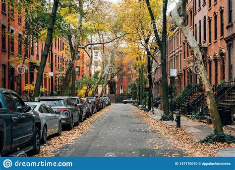 Brownstones And Fall Color In Brooklyn Heights New York City Stock