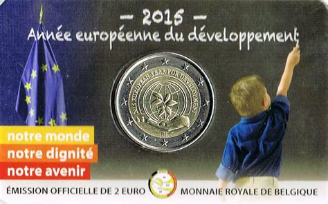 Belgium 2 Euro Coin European Year For Development 2015 Coincard