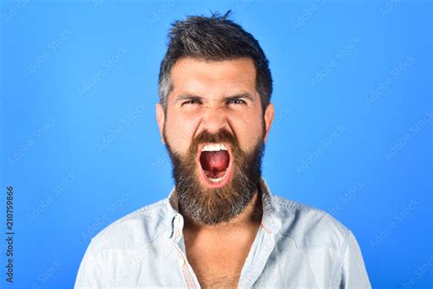 Angry Man Anger Aggressive Bearded Man Screaming Man With Long Beard