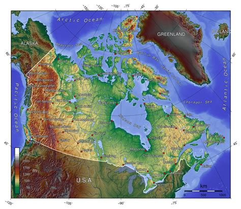 Detailed Topographical Map Of Canada Canada Detailed Topographical Map