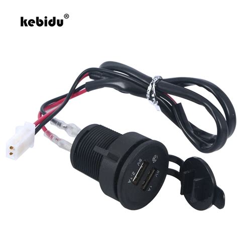 kebidu dual usb charger 2 port power socket 5v 2 1a 1a motorcycle charger cigarette lighter dual