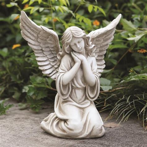 Napco Serene Kneeling Angel With Outstretched Wings Garden Statue