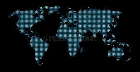 Blue World Map Made Up Of Dots Stock Vector Illustration Of