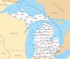 Large administrative map of Michigan state | Michigan state | USA ...