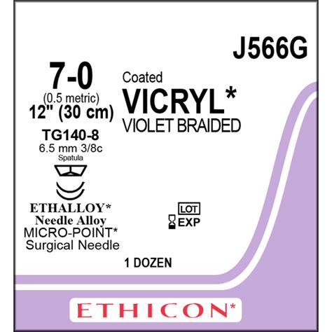 Vicryl Absorbable Sutures Violet Braided 7 0 Double Armed Tg140 8