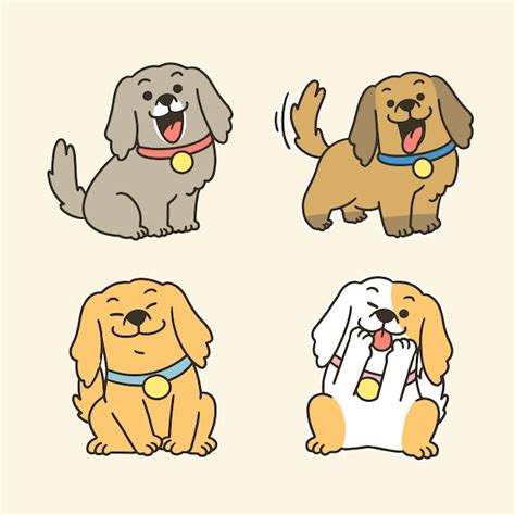 Premium Vector Collection Of Adorable Lovely Puppies Mascot Doodle