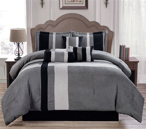 Soft Suede Gray Aberdeen 7 Piece Comforter Set Full Size