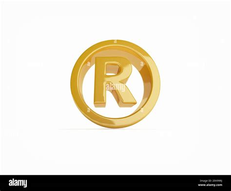Registered Trademark Symbol In Golden On White Background 3d