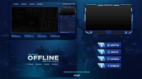 Cheap Twitch Stream Overlay 2018 Package Blue Mattovsky Graphic