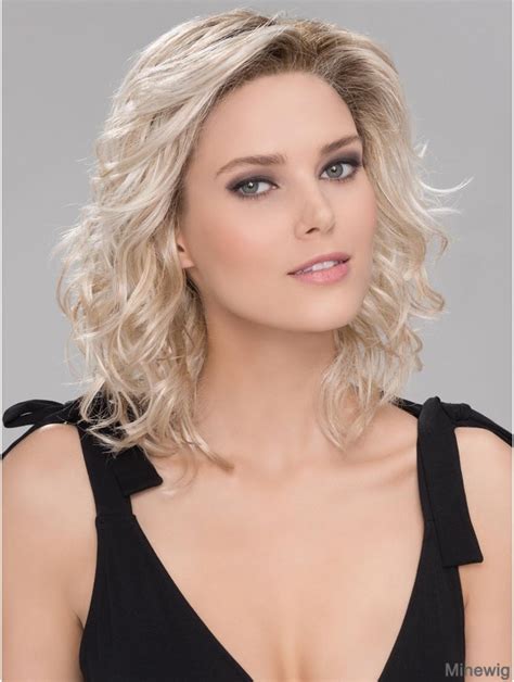 Wavy Platinum Blonde With Bangs Inch Monofilament Part Wigs