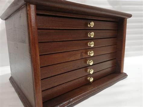 Coin Cabinet Coin Cabinet In Real Wood Color Walnut 7 Drawers Etsy Uk