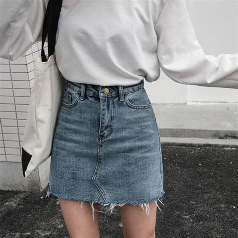 black denim skirts women button tassel pockets summer jeans skirts korean vintage mini skirt