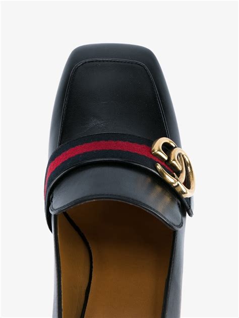 Gucci High Heel Shoes Peyton Loafer Pumps With Gg Web Buckle And Maxi