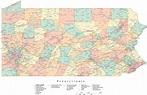 State Map of Pennsylvania in Adobe Illustrator vector format. – Map ...