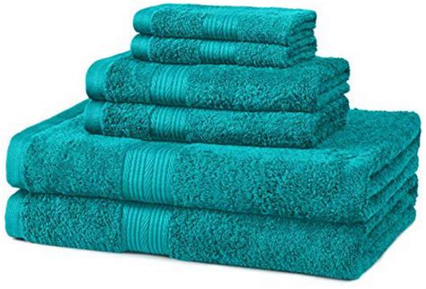 Getuscart Amazonbasics 6 Piece Fade Resistant Cotton Bath Towel Set Teal