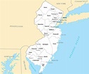 Map of New Jersey NJ - County Map with selected Cities and Towns ...