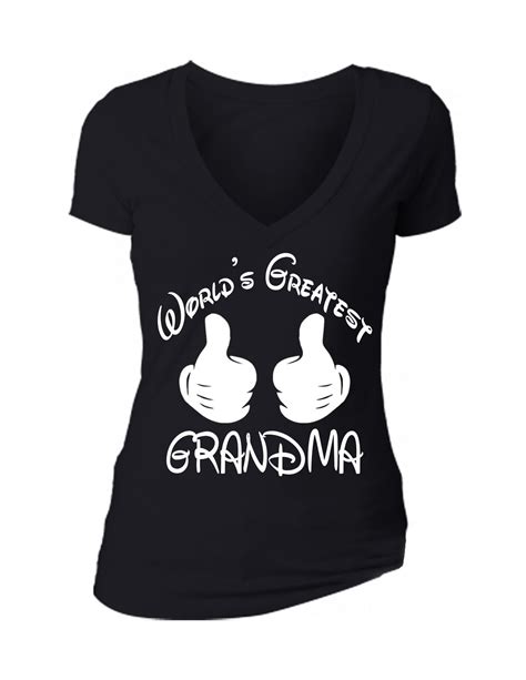 Mother S Day Sale World S Greatest Grandma Cartoon Hands V Neck T Shirt Shirt Disneyland