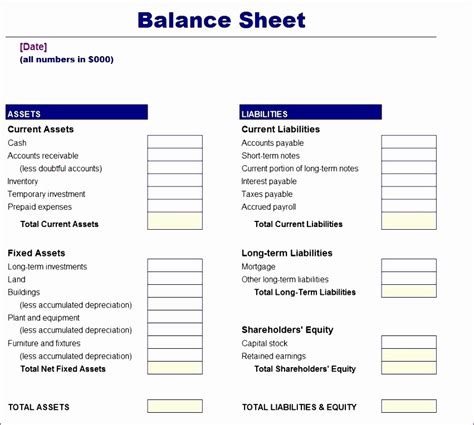Simple Balance Sheet Format Excel Fresh Balance Sheet Template Excel Free Exceltemplates