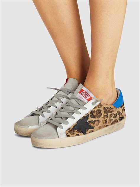 Golden Goose Deluxe Brand Superstar Leopard Print Blue Tab Leather Sneakers Lyst