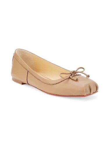 Christian Louboutin Mamadrague Square Toe Leather Ballet Flats Shoes 39