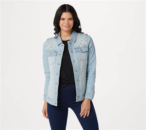 denim and co classic denim jacket with embroidery