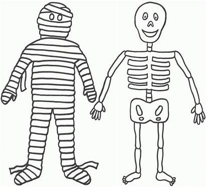 Skeleton Coloring Halloween Pages Printable Mummy Clip