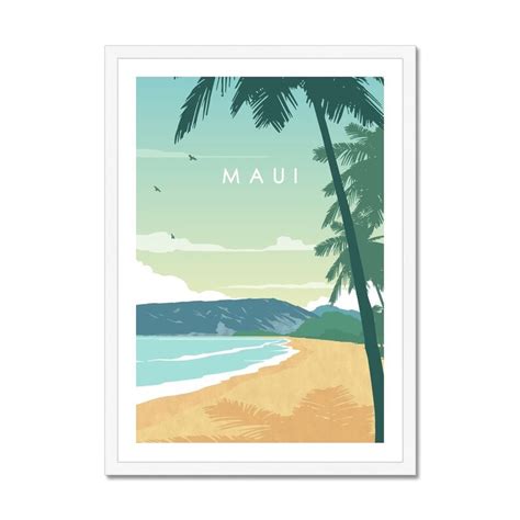 Maui Print Hawaii Wall Art Travel Poster Maui Beach Art Etsy