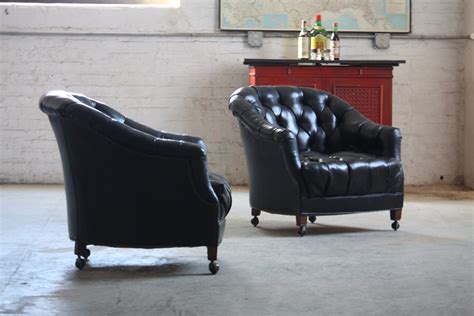 Product titlenoble house william leather club chair in black. Silky Smooth Vintage Tufted Black Leather Club Chairs (U.S ...