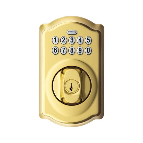 Schlage Camelot Bright Brass Electronic Entry Door Keypad Deadbolt Lock