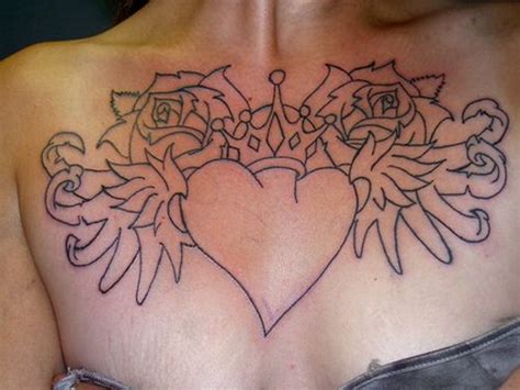 Heart Tattoo On Chest Outline Sacred Heart Winged Chest