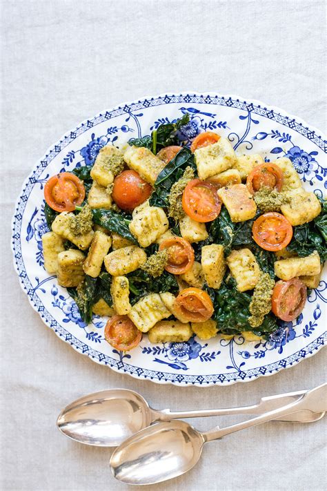 A jar of pesto, made from basil or other greens, is a delightful summer treat. Pan fried gnocchi with basil pesto - She Can't Eat What