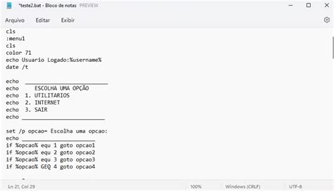 Como Criar Um Arquivo BAT Com Mais De Um Menu