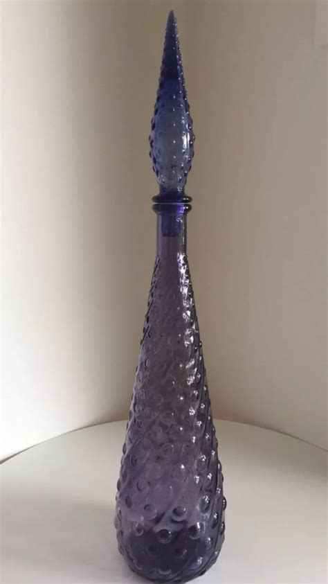 Collectible Glass Art And Collectibles Vintage Retro Cased Glass Genie Bottle Vase Grey Gray