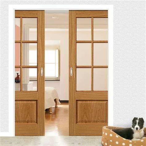 Does anyone know the recommended maximum sizes for double glazed doors. Double Pocket Dove 6 Pane Oak sliding door system in three ...