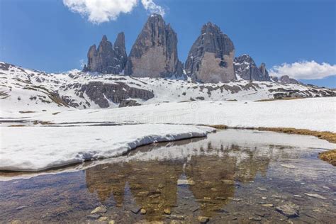 The Three Peaks Of Lavaredo Tre Cime Di Lavaredo Stock Photo Image Of