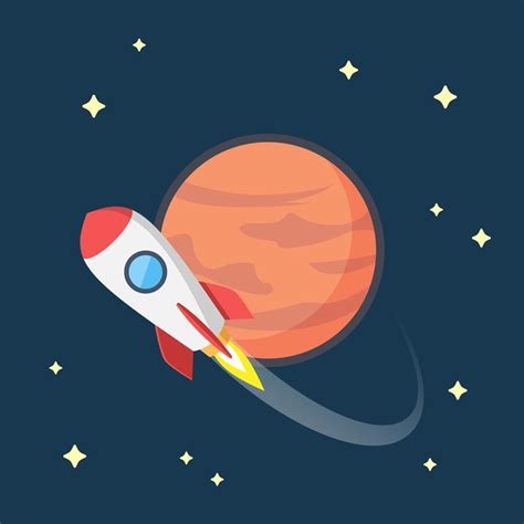 Rocket Flying In Space Around The Mars 1219853 Download Free Vectors