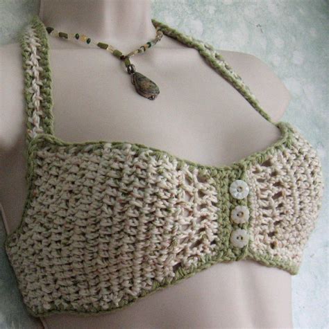 Crochet Bra Pattern Womens Summer Bra Button Front Teen Etsy