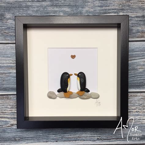 Penguin Pebble Art Picture, couple, anniversary, engagement, birthday ...