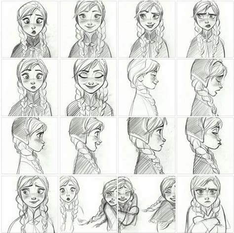Frozen Anna Character Expressions Disney Expressions Drawing