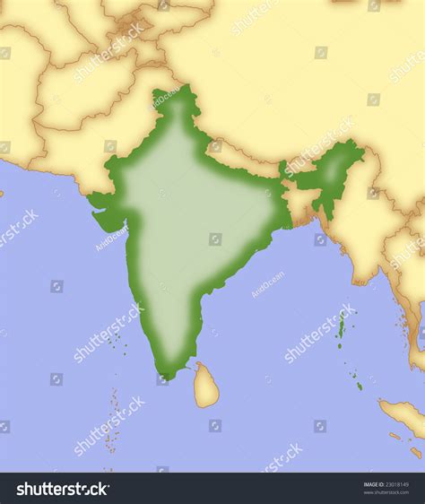 India Vector Map Borders Surrounding Countries Vector De Stock Libre